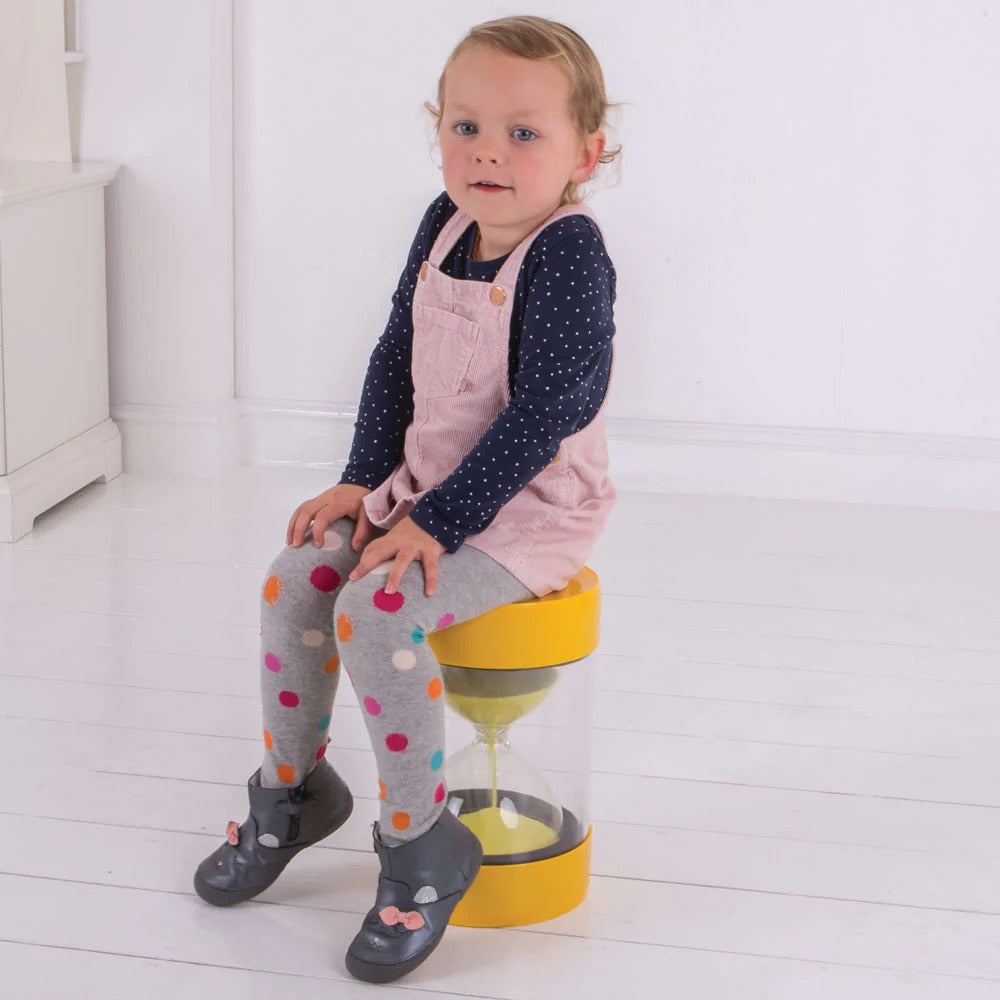 10 Minute Giant Sand Timer Stool,The Bigjigs Toys 10 Minute Sit On Sand Timer is ideal for improved and managed time keeping and concentration, giving children an effective visual demonstration of time passing. This Sit On Sand Timer is just like any standard sand timer, but much larger! The indestructible design makes it an excellent resource for all ages. Ensures complete focus when completing tasks, making learning fun. Our 10 minute sand timer for kids is ideal for use at home or in the classroom, wheth