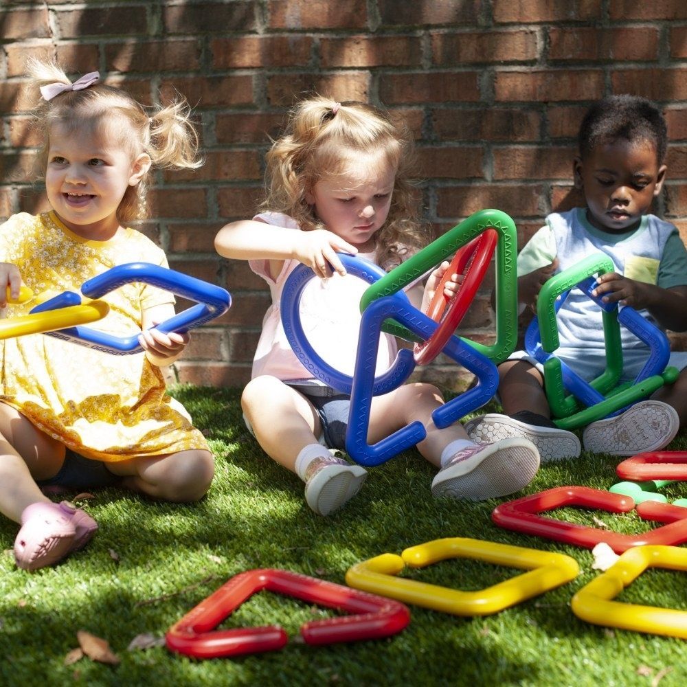 16 Piece Giant Linking Shapes,Introducing the Giant Linking Shapes set, a perfect learning tool for younger children who are just starting to explore shapes. This set includes 16 interlocking shapes in four vibrant colors, specifically designed to captivate young minds.Each set contains four square, four rectangle, four circle, and four triangle shapes, allowing children to familiarize themselves with these fundamental shapes. What sets this set apart is that each shape also features Braille, making it incl