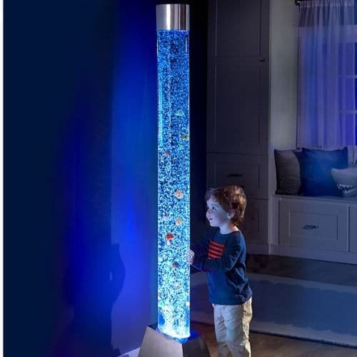 2 Metre Bubble Tube Passive Commercial Grade,Standing at a staggering 2 Metres this is a fantastic bubble tube lamp for the price. Whether used as a key feature in a sensory room, or as the most impressive floor lamp at home, this colourful sensory bubble tube is sure to impress. When the bubble tube is used in a 'sensory' capacity bubble tubes are a great way to encourage visual development. The constantly moving bubbles and colour changing effect can be both calming and stimulating and are suitable for al