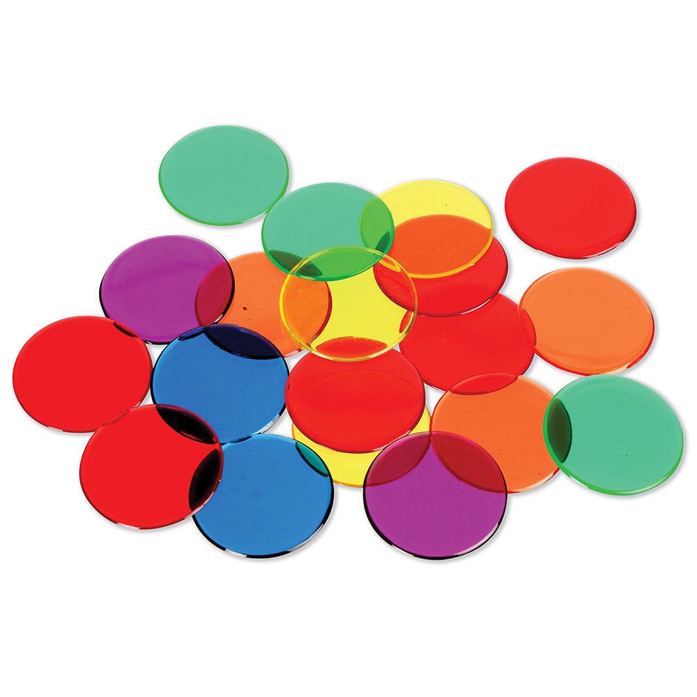 250 Pack Transparent Counters,These translucent counters are made with high-quality materials, ensuring durability and long-lasting use. They come in a variety of vibrant colours, making them visually appealing to children. The translucent nature of these counters allows light to pass through, creating an engaging visual experience when used on a lightbox. With 250 counters in the pack, educators and parents can take advantage of the versatility they offer. These counters can be used as a counting resource,