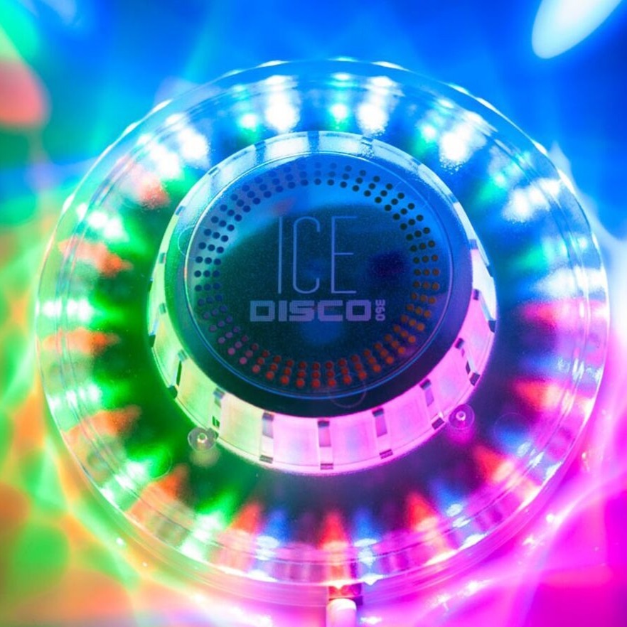 360 Disco Ice Light,Disco Ice Ligh The Disco Ice Light is a compact yet powerful lighting device that enhances any event with its vibrant and exciting coloured beams. Equipped with 48 bright LED lights in red, green, and blue, this light offers a 360° projection that responds to sound, making your space come alive with the beat of your music. 360 Disco Ice Light Features: Sound Responsive: The lights dance in time with your tunes, creating an immersive party atmosphere. 360° Light Projection: Ensures comple