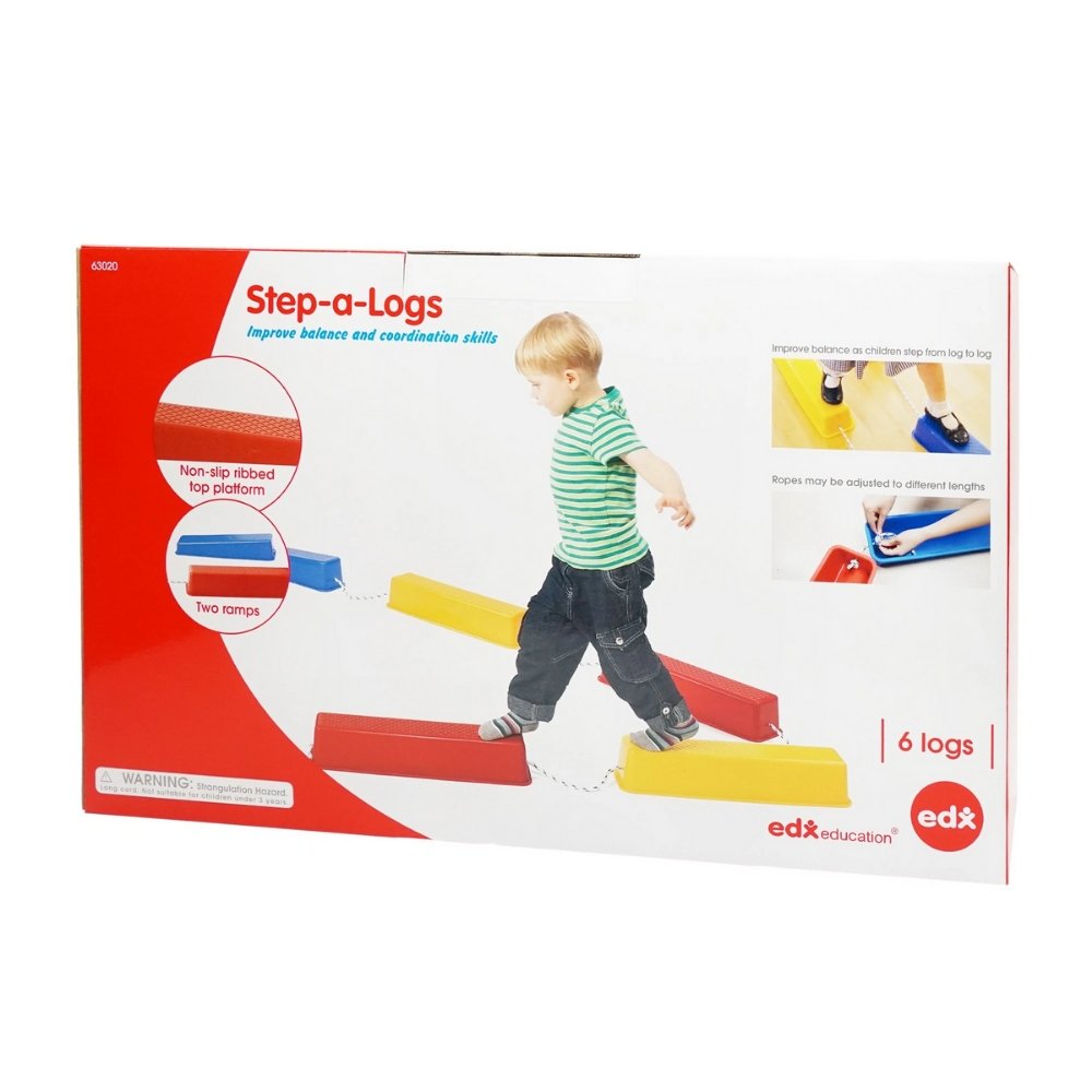 6 Pack Of Step A Logs,This set of 6 Step a Logs provide an excellent gross motor activity where balance and direction are developed .The Step a Logs are sturdy, flat-topped stepping logs connected with adjustable rope and a ribbed platform to prevent slipping.Children will gain confidence and improve balance as they progress from stepping over short gaps to jumping over wider gaps.The Step a Logs are made from strong plastic, these logs can support the weight of an adult.Gaining confidence and a sense of ac