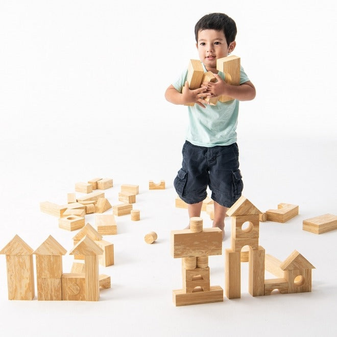 68 Pack Jumbo Blocks,With these Jumbo Blocks, the possibilities are endless! These beautifully crafted traditional jumbo blocks are ideal for stacking, building, and hands-on creative learning. Sixty Eight super-smooth rubber wood unit building jumbo blocks. Ideal for building, balancing, and hands-on early-math learning, these traditional unit blocks are a great value! Ask kids to explore different ways to make shapes of equal sizes using different blocks. For instance, two square blocks are the same size 