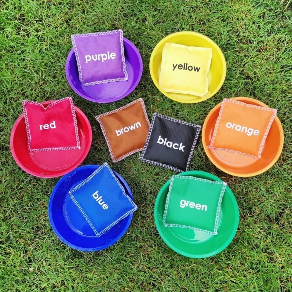 8 Pack Colour Name Bean Bags,The Colour Name Bean Bags set is an innovative and engaging learning tool designed to enhance both educational development and physical play. This set of 8 bean bags comes in a vibrant mix of colours, with each bean bag uniquely labelled with the name of its colour, making it an exceptional resource for teaching colour recognition in a fun and interactive manner. Key Features of the Colour Name Bean Bags Set: Educational Value: By integrating the names of colours on each bean ba