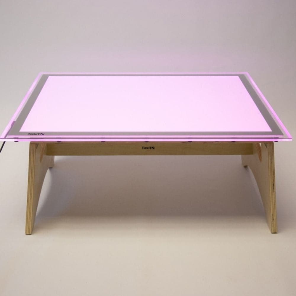 A2 Colour Changing Light Panel & Table Set,The A2 Colour Changing Light Panel & Table Set consists of a low-level table and A2 Colour Changing Light Panel which fits on top. Table has fold out legs which lock into place with a hex key. Our A2 Colour Changing Light Panel & Table Set has a new anti-trip magnetic connector and use LED strips and diffusers to evenly illuminate the panels in any one of 20 colours. Children will enjoy discovering new opportunities to explore the effects of colour mixing, opacity 