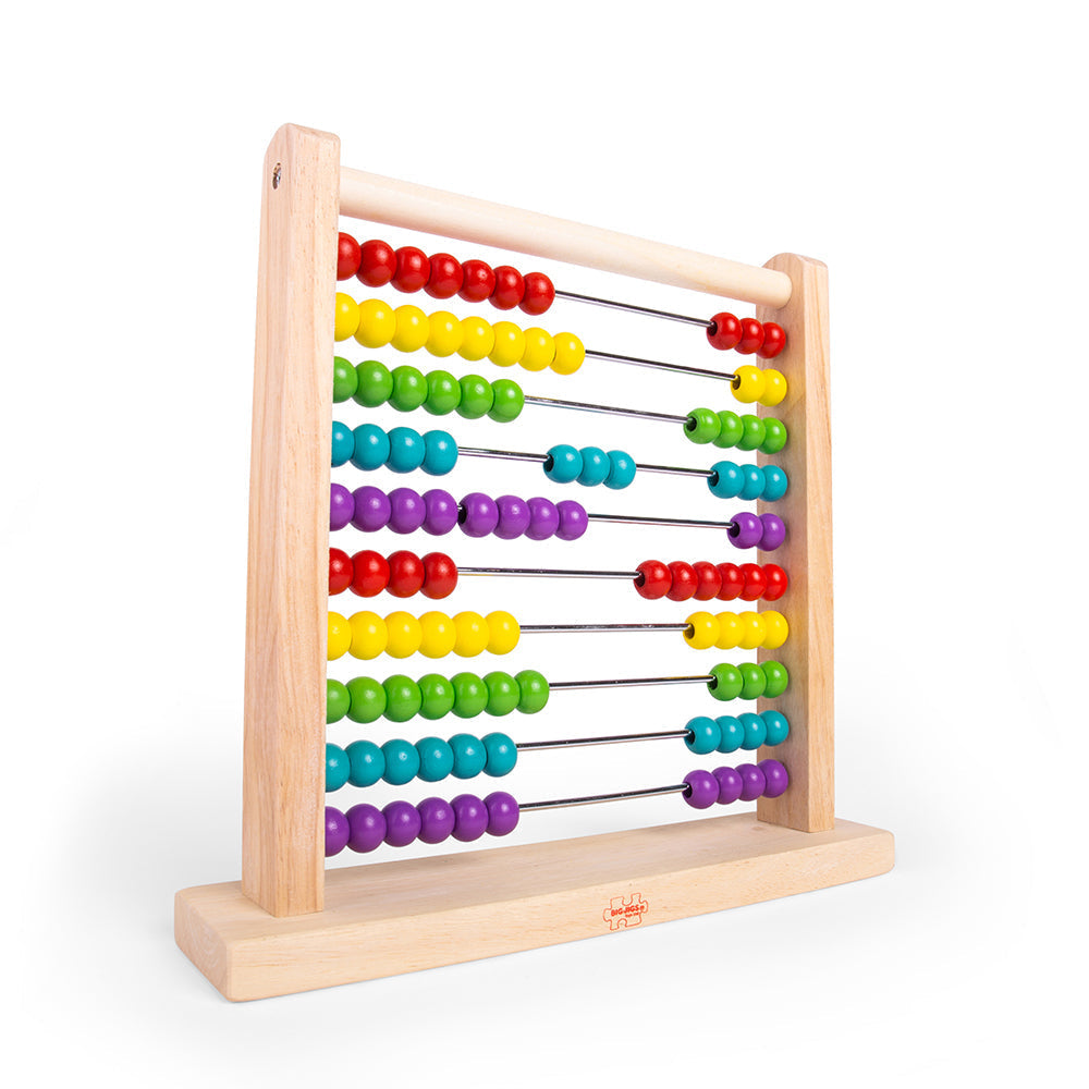 Abacus,Wooden Abacus: A Classic Educational Essential With its bright beads and sturdy wooden frame, this traditional Wooden Abacus is an educational playroom essential. Perfect for use at home, in nurseries, or even in the classroom, this classic toy encourages interactive and engaging learning. Features and Benefits: Educational and Interactive Maths Skills: The wooden abacus encourages numeracy skills, helping children learn to count, add, and subtract. Patterning and Colour Recognition: As little hands 