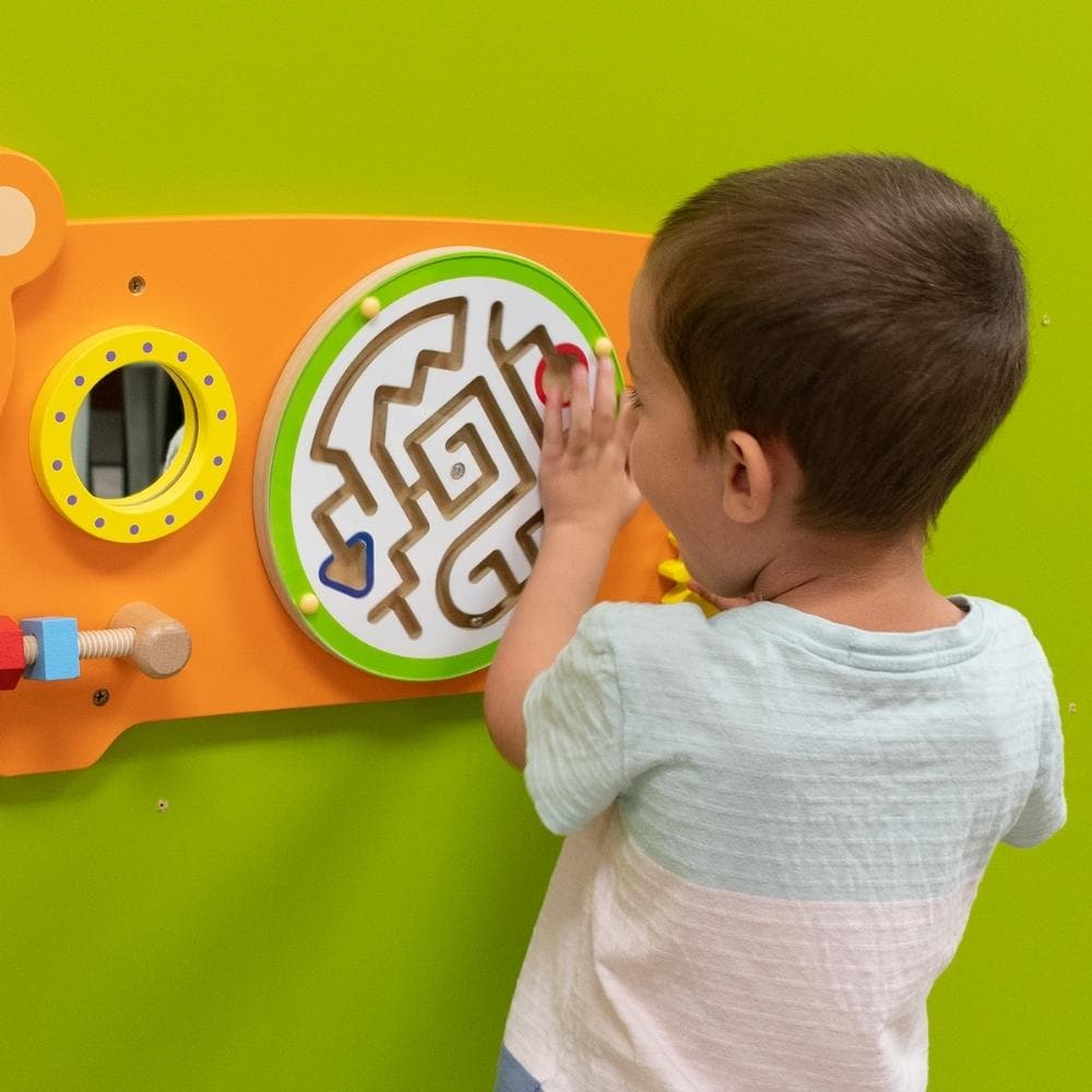 Activity Wall Panel Bear,An appealing manipulative Activity Wall Panel Bear in a bear design, providing a range of fine motor activities several children can enjoy at once. The Activity Wall Panel Bear is Ideal for developing hand-eye co-ordination, finger control and fine motor skills. Wall fixings included. The Bear Manipulative Wall Panel also provides problem solving challenges appropriate to young children whilst engaging children in conversations about what they are doing. Activity Wall Panel Bear Hei