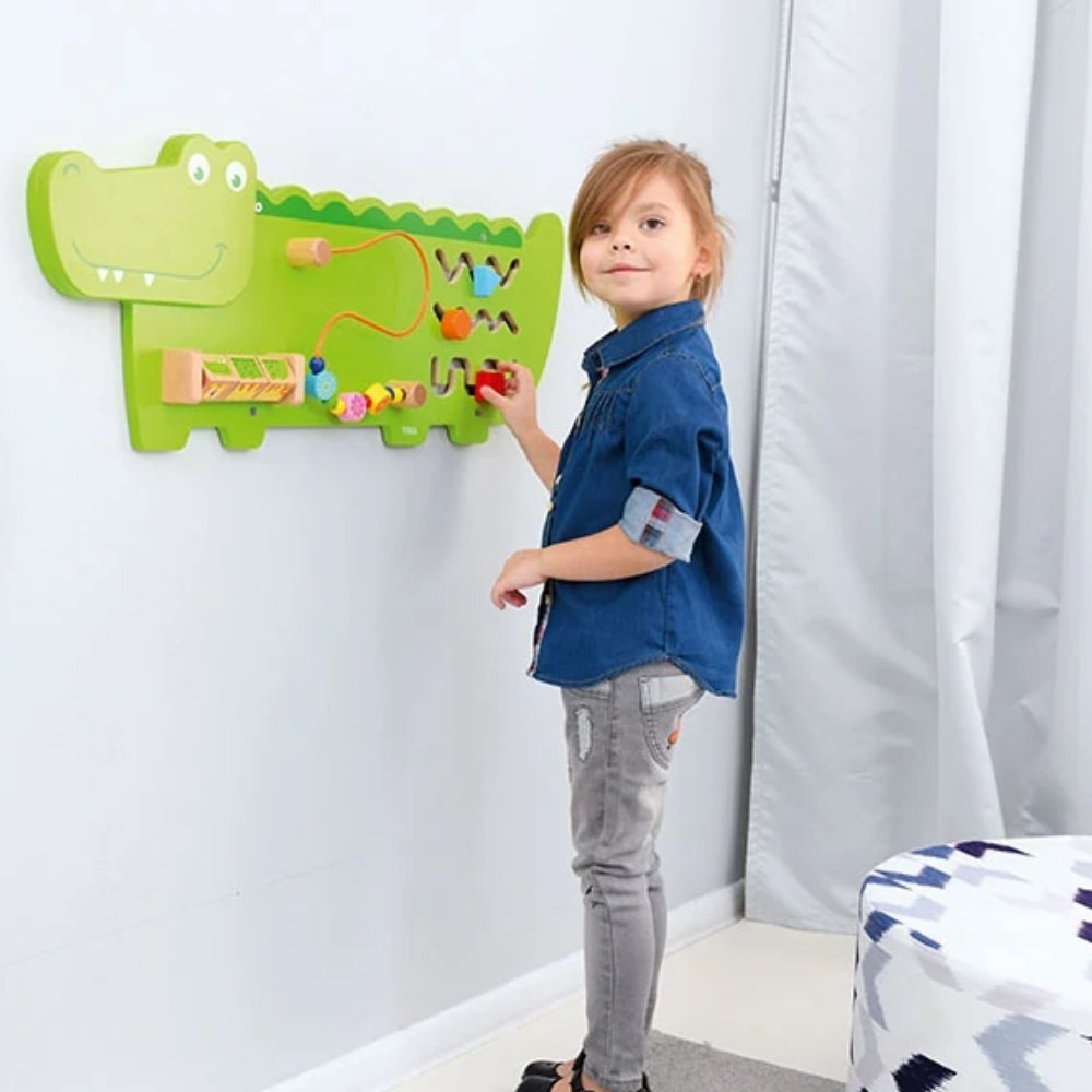 Activity Wall Panel Crocodile,Activity Wall Panel Crocodile The Activity Wall Panel Crocodile is a fantastic addition to any home, waiting room, treatment room, nursery, or school. Designed to engage multiple children simultaneously, this interactive wall panel offers a variety of activities that promote development and learning through play. Key Features: Interactive and Educational: Hand-Eye Coordination: Encourages children to improve their hand-eye coordination as they navigate the activities on the pan