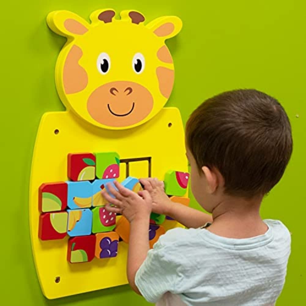 Activity Wall Panel Giraffe,An appealing manipulative Activity Wall Panel Giraffe in a bear design, providing a range of fine motor activities several children can enjoy at once. The Activity Wall Panel Giraffe is Ideal for developing hand-eye co-ordination, finger control and fine motor skills. The Activity Wall Panel Giraffe also provides problem solving challenges appropriate to young children whilst engaging children in conversations about what they are doing. Product Information Size: 360 x 550 x 35 mm