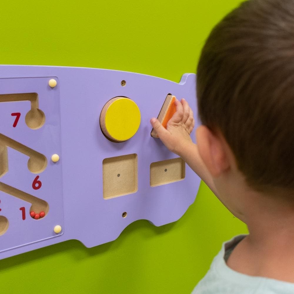 Activity Wall Panel Hippo,The Activity Wall Panel Hippo is not only Visually Stunning for any setting but it also provides a range of interesting manipulative activities for a single child or group of children playing and exploring together. The Activity Wall Panel Hippo is excellent for the development of hand-eye coordination, finger control and fine motor skills. The Activity Wall Panel Hippo also provides problem solving challenges appropriate to young children whilst engaging children in conversations 