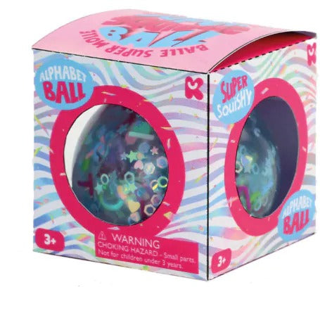 Alphabet Glitter Ball 60Mm,The Alphabet Glitter Balls are an innovative and captivating addition to the world of sensory toys, combining the benefits of a fidget toy, stress reducer, and hand strengthener all in one. Perfect for children who find solace and focus in the act of squeezing, these balls not only provide a satisfying tactile experience but also engage users on a visual level with their shimmering alphabet letters contained within. Key Features of the Alphabet Glitter Balls: Engaging Sensory Expe