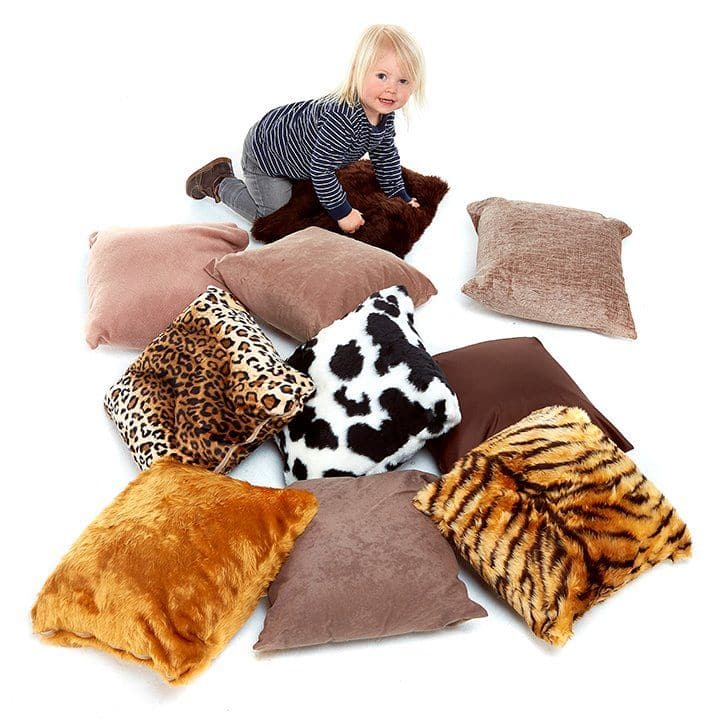 Animal Tactile Cushion Pack Of 10,The Animal Tactile Cushions are not only a source of comfort but also spark engaging discussions, making them invaluable for farmyard and jungle-themed activities. They serve as excellent aids in exploring the various animals one might encounter while journeying around the world. Soft to the touch and filled with textures that children will adore, these cushions provide a tactile experience that enhances sensory exploration and learning. Each cushion represents a different 