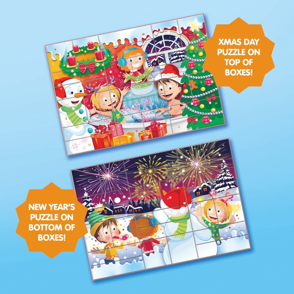 Christmas Advent Calendar From Zimpli Kids,This is the perfect advent calendar to have an awesome Zimpli treat every day in December.Count down to Christmas with a new surprise messy play resource daily behind every door from 1st December. From slime to gelli baff to a fantastic baff bomb treat this advent calendar will be a hit this December. 24 x Quality Christmas Stocking Fillers. Each toy is great fun & will give hours of play time 12 X BAFF BOMBZ: Make bath time fun time by creating a colourful, fizzin