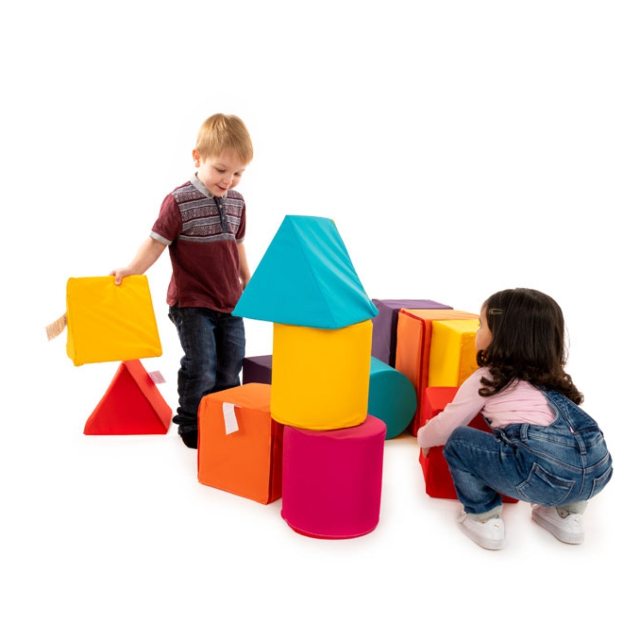 Construction Mini Soft Play Set,This Construction Mini Soft Play Set is a must for any nursery. The Construction Mini Soft Play Set contains square, rectangular, wedge and cylinder shaped blocks in different sizes and colours. As children learn to play with them they develop both basic physical skills and important conceptual skills. The shapes look great and provide limitless fun while stimulating imagination. This Construction Mini Soft Play Set is designed with smaller pieces for younger smaller children