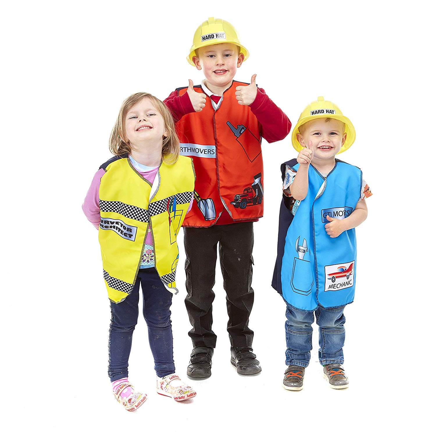 Construction Tabard And Hard Hat Set Of 6,Introducing the perfect addition to your dressing up box and role play area: a delightful set of Construction Tabards and Hard Hats! Transform into a construction worker and unlock the world of imaginary play with this exciting ensemble. Children will love exploring the world of construction through imaginative play, donning these vibrant tabards and hard hats. Whether they're building towering skyscrapers, constructing roads, or operating heavy machinery, this set 