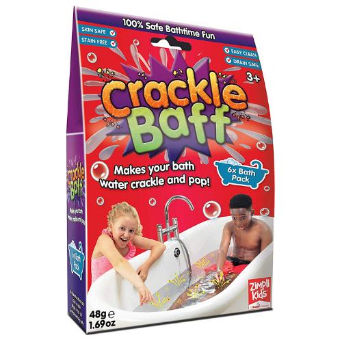 Crackle Baff 48G Pack,Crackle Baff: Fizzy, Snap, Crackle, and Pop Fun for Bath Time! Introduce some fantastic fizzy snap, crackle, and pop fun to bath time with Crackle Baff! This magical product transforms an ordinary bath into an exciting sensory experience that children will love. How to Use: Simple and Fun: Just open the Crackle Baff sachet, sprinkle it into the bath, and listen as the water crackles and pops like a classic cereal treat. The sounds and sensations are sure to captivate your child's imagi