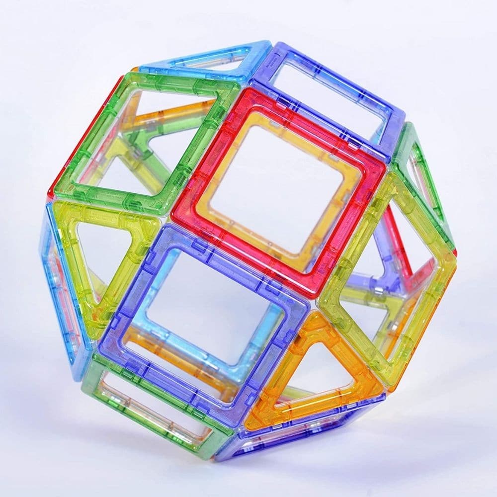 Crystal Megamag Polydron 36Pcs,Introduce a touch of elegance and wonder to geometry exploration with the Crystal Megamag Polydron 36pcs set. Specifically designed for small groups or individual students, this set allows for the creation of both 2D and 3D shapes using magnetic pieces that shine brilliantly on a light table or against a light source.The set includes 20 squares and 16 triangles, providing enough pieces to build a variety of shapes and structures. With the Crystal Megamag, students are not only