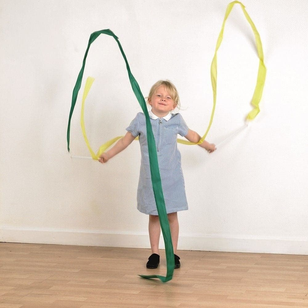 Dancing Ribbons Pack Of 6,The Dancing Ribbons - Pk6 are a great way to develop gross motor skills and to encourage creative movements, and twists and turns to create enormous loops of swirling colours. The whirling sound created by the fabric tail adds to the spectacle. The Dancing Ribbons Pack of 6 provide absorbing entertainment for children, whether watching the action or playing with it themselves. The Dancing Ribbons Pack of 6 supports the following areas of learning: Physical Development - motor skill