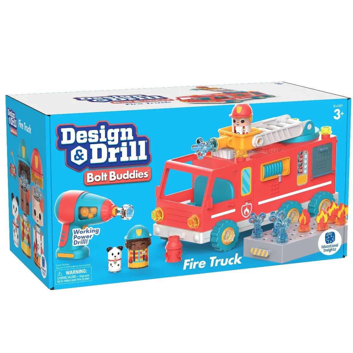 Design & Drill® Bolt Buddies Fire Truck,Design & Drill® Bolt Buddies® Fire Truck With so many ways to build, drill, and play, the Design & Drill® Bolt Buddies® Fire Truck is the ultimate construction toy that helps your child develop STEM and fine motor skills. This fun and engaging toy allows kids to use a real working power drill to assemble their own fire truck, complete with a hinged ladder and fire and water toppers. Once built, children can enjoy hours of imaginative play with the included Bolt Buddy 