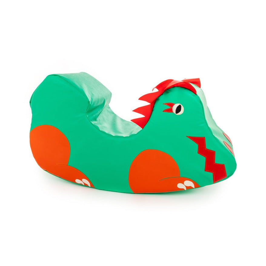 Dragon Rocker,The Baby Dragon Rocker is designed to be a loveable character and have a gentle rocking action that is safe for younger children. It is designed for one child to play on and is a fun addition in any nursery. The Rocker is made of soft foam with a brightly coloured, wipe clean PVC cover. For both indoor and outdoor use. Must not be permanently left outdoors. 90cm x 25cm x 50cm Expected delivery 10 working days Hand made in the UK, Dragon Rocker,Soft play Rocker,Soft Play Multi-functional Rocker