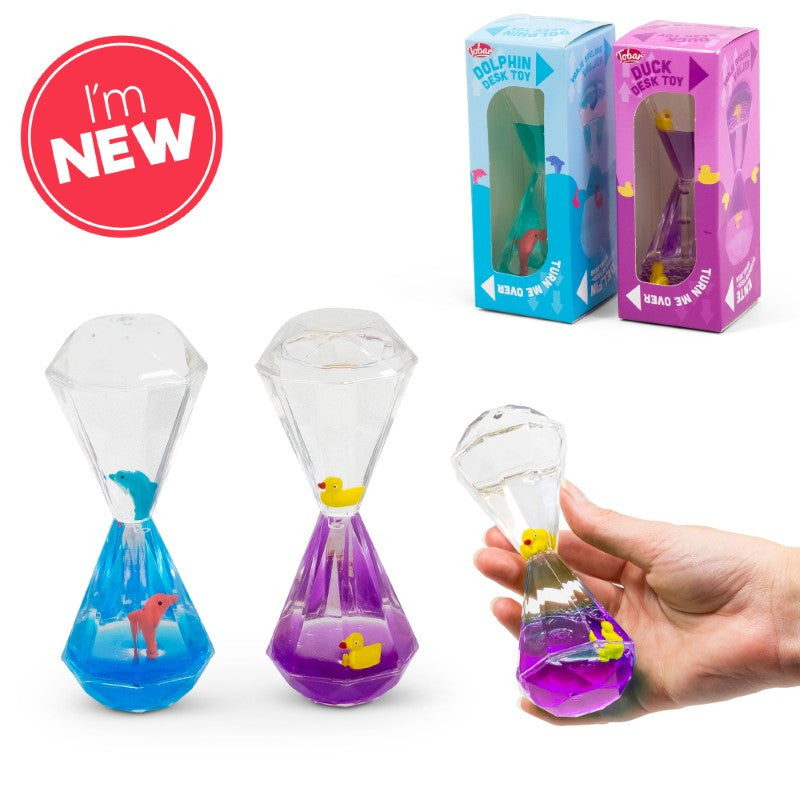 Duck Or Dolphin Water Timer,Introducing the Duck or Dolphin Water Timer, a delightful visual stim toy that's perfect for any space. Whether you prefer the playful ducks or the graceful dolphins, this liquid-filled hourglass offers a soothing and captivating experience that is sure to charm both children and adults alike. Product Description: Design Options: Choose between the adorable Duck or Dolphin styles, each bringing its own unique charm to the timer. Hypnotic Movement: Flip the timer over and watch as