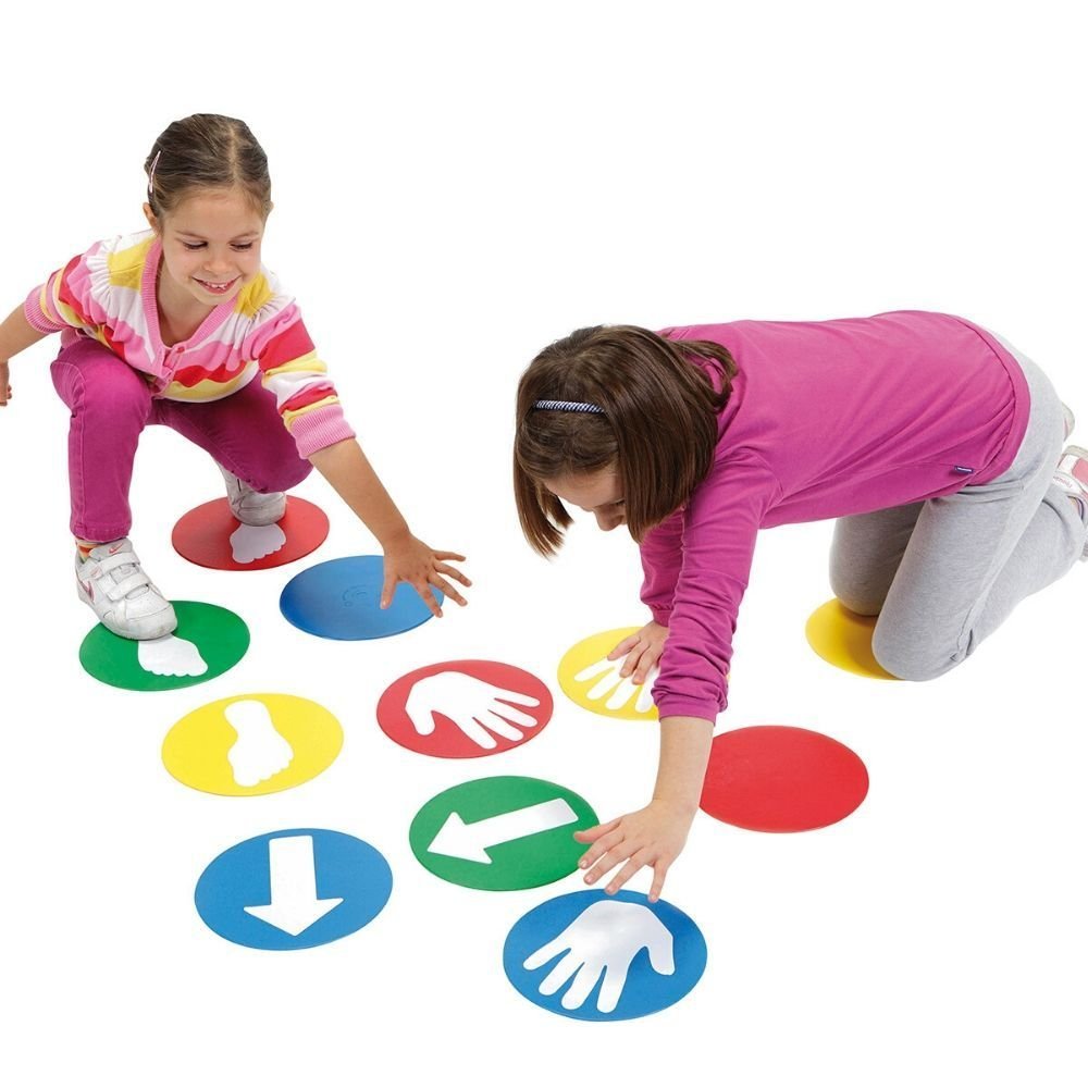 Educ O Disks,The Educ'o'Disks set is a brilliantly designed educational tool aimed at enhancing children's orientation and coordination skills through playful and engaging activities. These thin, soft stepping discs are supplied in a set of 12 pieces, featuring four bright colors to captivate and maintain children's interest. The addition of white self-adhesive stickers, including hands, feet, and arrows, further enriches the learning experience, making it a versatile resource for teaching concepts such as 