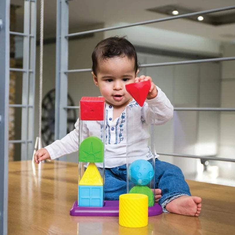 Edushape Geostacker,Introducing the Edushape Geostacker Stack and Sort - a captivating and educational toy designed to engage and delight your little one as they embark on a journey of discovery through geometric shapes and stacking fun! This set includes eight classic geometric shapes that are not only enjoyable for babies to hold and squeeze, but also perfect for stacking on top of each other. With topple-proof tubes, you can watch your baby's excitement soar as they create impressive structures, promotin