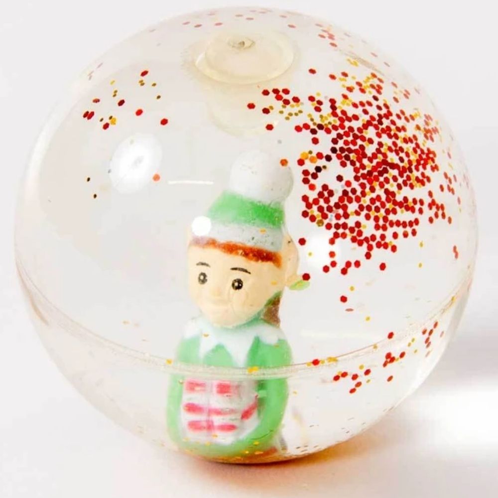 Elf Glitter Ball,These bouncing 'glitter Elf balls' are filled with shimmering Christmas Elfs, which creates a stunning visual effect. A stunning handheld glitter ball full of festive cheer, glittery and shiny and with the added bonus of a little Christmas elf within. The Elf Glitter Ball is the perfect addition to any Christmas stocking. Size 65mm., Elf Glitter Ball,sensory glitter balls,glitter water balls,water balls with glitter,glittery water balls,glittering water balls,glitter sensory balls,glitter t