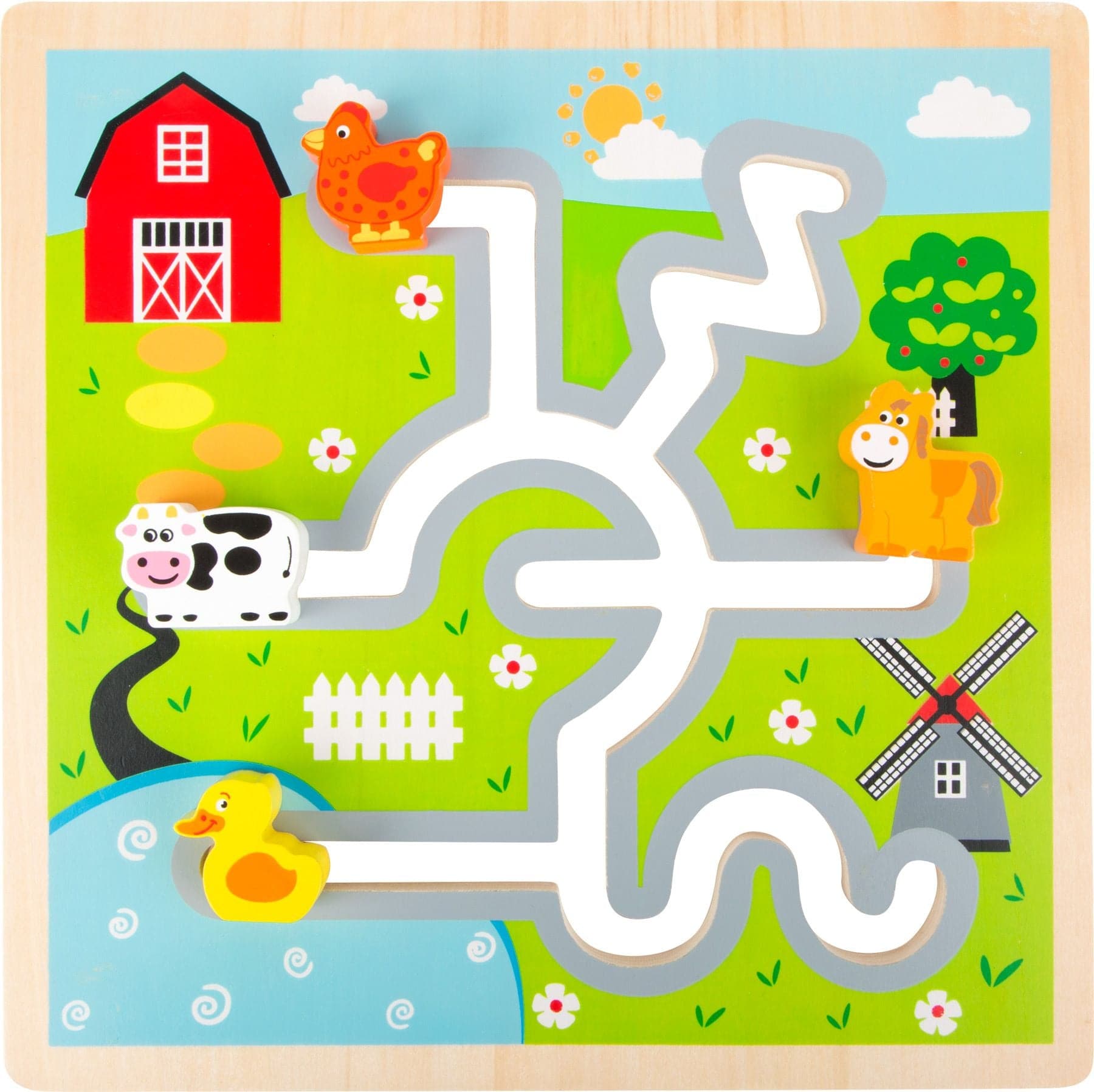 Farm Maze Puzzle,The Farm Maze Puzzle is an enchanting and educational toy designed specifically for young children to explore and learn about farm life in a fun and interactive way. This farm-themed row puzzle allows children to discover the homes of various farm animals, such as ducks, chickens, cows, and horses, through engaging play. Features of the Farm Maze Puzzle: Farm-Themed Design: Each puzzle piece is lovingly painted with representations of common farm animals and their environments, providing a 