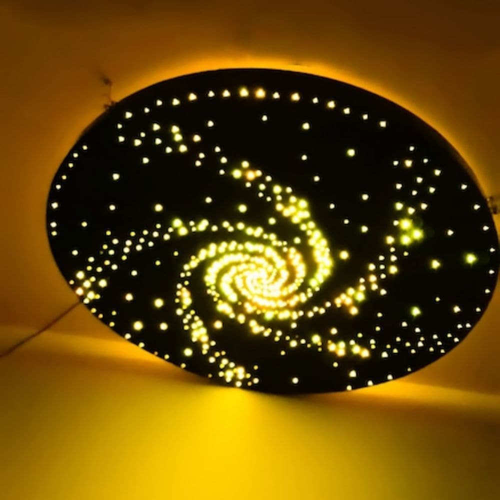 Fibre Optic Ceiling Ring Display,Create a stunning galaxy of stars on the ceiling of a sensory room or sensory area with this fibre optic ceiling kit. Decorative and offers visual interest, especially to users who spend a lot of time lying down and looking upwards. Control the colours with the remote control or let it scroll through a colour changing sequence to create a starry night light show. Most effective in a darkened environment. Professional installation required as the disc needs fixing to the ceil