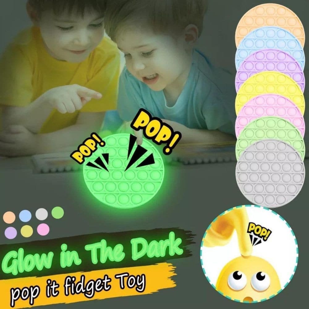 Fidget Bubble Popper Glow In The Dark,This Fidget Bubble Popper Glow in the Dark is a great sensory tool you will fidget with again and again. If ever you have enjoyed popping the bubble wrap right out of the box or package, then you'll love this bubble fidget. Divert a busy mind, with this reusable bubble wrap alternative. It makes a much, much quieter, but still satisfying pop! Place all the buttons down, then flip it over and do it again. The Fidget Bubble Popper Glow in the Dark is suitable for home and