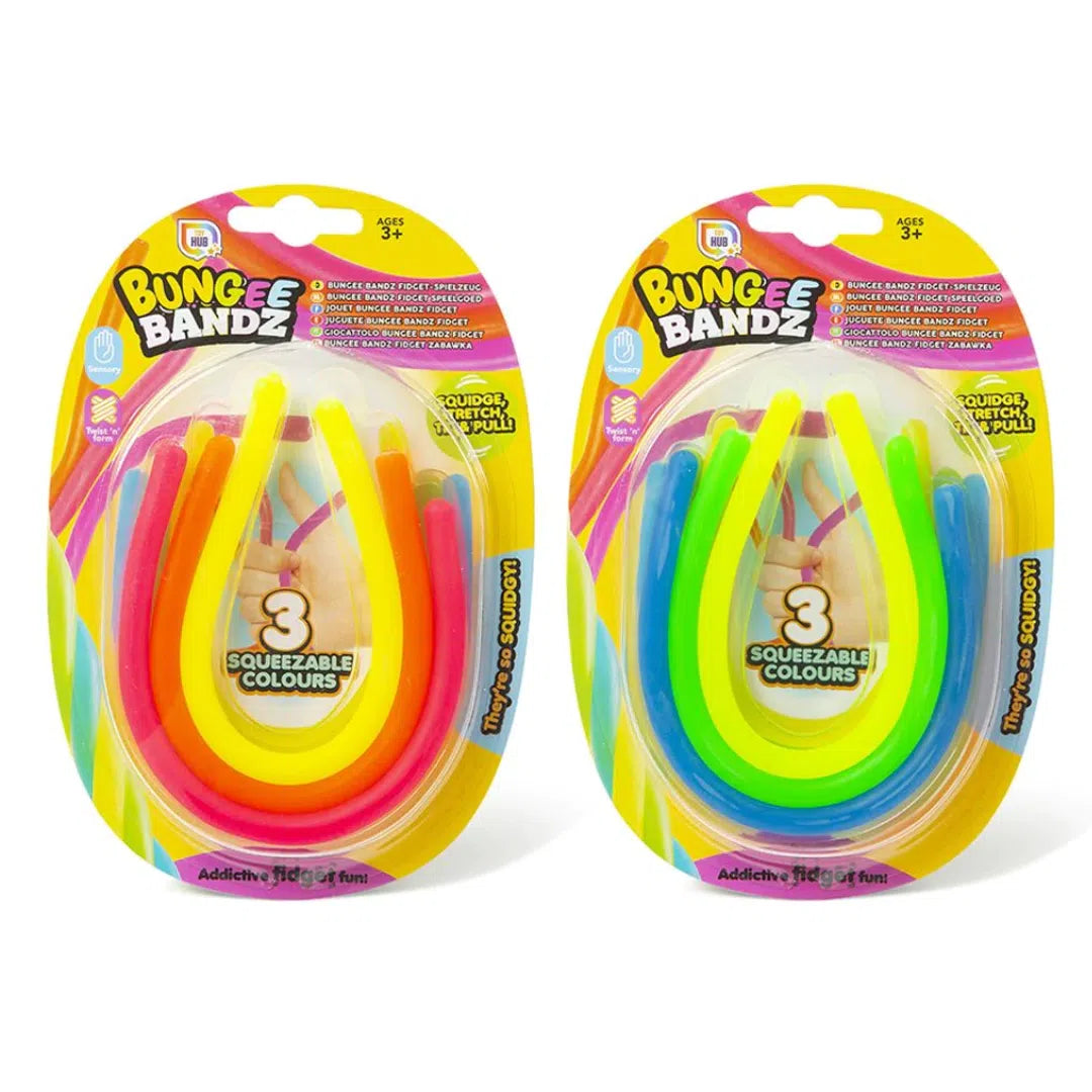 Fidget Bungee Bandz - Pack Of 3,The Fidget Bungee Bandz - Pack of 3 offers a delightful way for children and adults alike to manage stress and keep their hands occupied. These colorful, stretchy bands are not only fun to twist and manipulate but also serve as an excellent tactile sensory tool. Features of Fidget Bungee Bandz: Colourful and Stretchy: Each pack includes three vibrant bungee bandz that are highly elastic and enjoyable to stretch, twist, and pull. Tactile Sensory Experience: Designed to satisfy