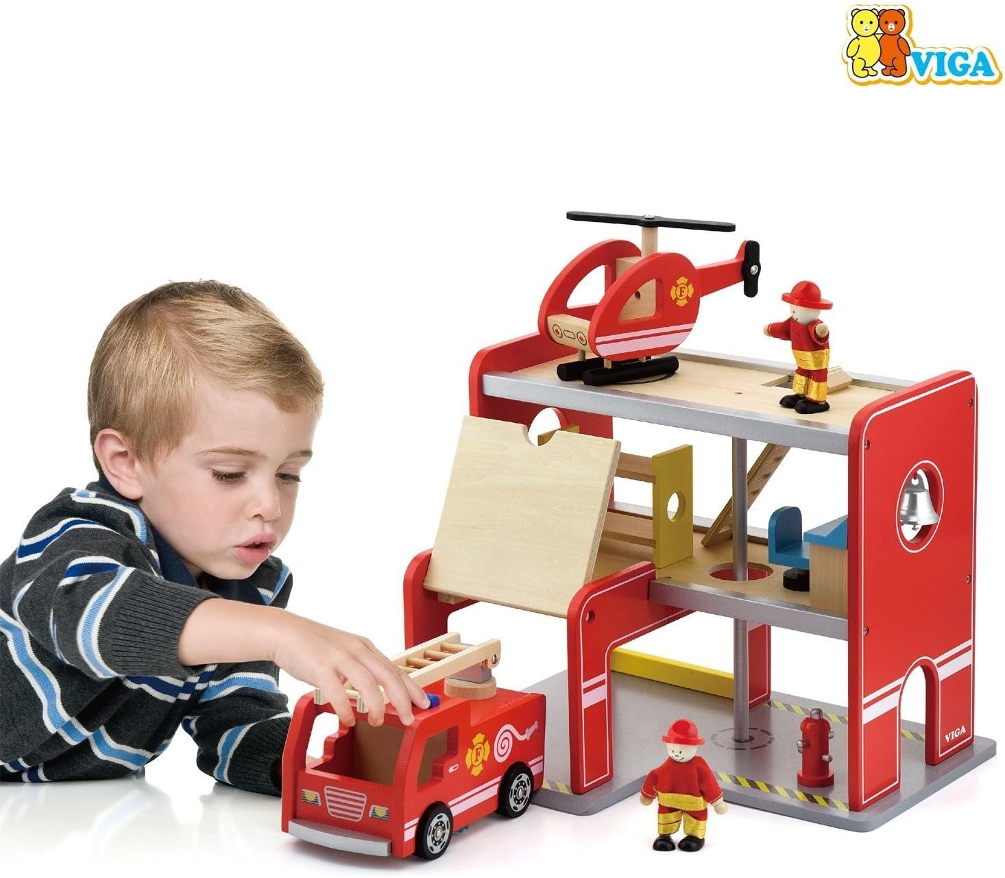 Fire Station Set,The Fire Station Set is an engaging and imaginative play set designed to spark creativity and excitement in young children. This detailed set comes complete with everything aspiring firefighters need to tackle any emergency. Fire Station Set Features: Complete Firefighting Team: Includes two firefighters who are always ready for action. They can jump from their sleeping quarters, slide down the pole, and hop into their bright red engine at a moment's notice. Versatile Emergency Vehicles: In