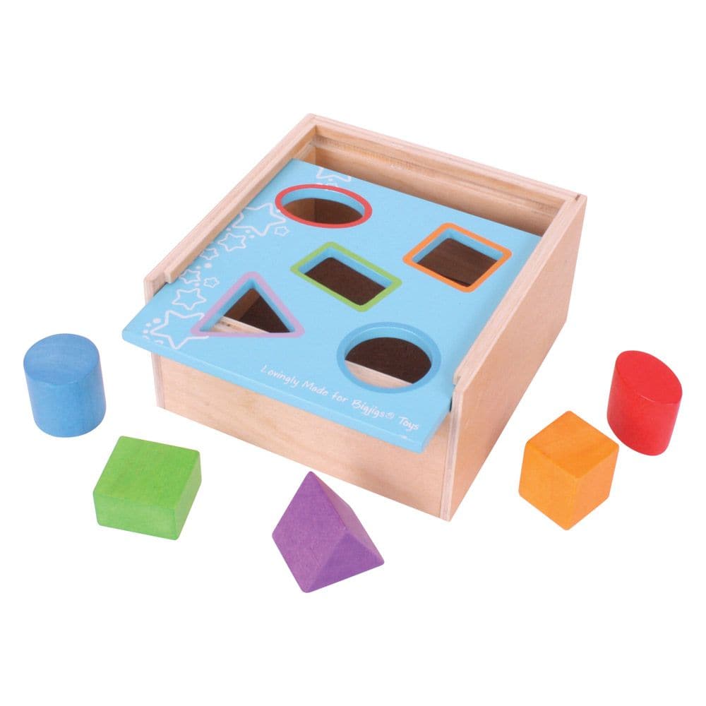 First Posting Box,Help your little one develop colour and shape recognition with this wooden Posting Box. Match the shapes to the colours and slots on the top of this wooden box and post each shape through the correct hole. Help your little one develop colour and shape recognition with this wooden Posting Box. Match the shapes to the colours and slots on the top of this wooden box and post each shape through the correct hole. The wooden box features a sliding top to allow easy access to all shapes and stora