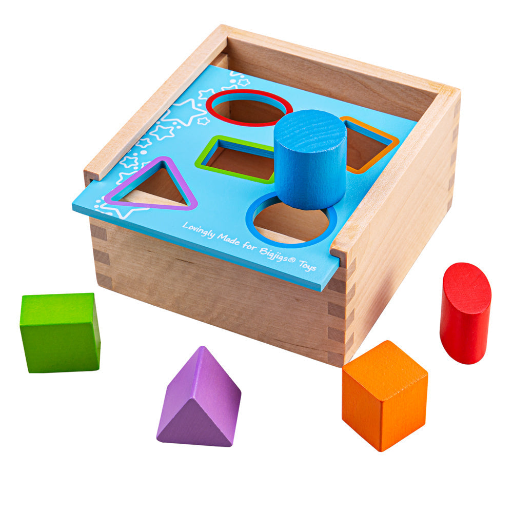 First Posting Box,Help your little one develop colour and shape recognition with this wooden Posting Box. Match the shapes to the colours and slots on the top of this wooden box and post each shape through the correct hole. Help your little one develop colour and shape recognition with this wooden Posting Box. Match the shapes to the colours and slots on the top of this wooden box and post each shape through the correct hole. The wooden box features a sliding top to allow easy access to all shapes and stora