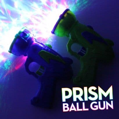 Flashing Prism Gun,Flashing Prism Gun Pull the trigger on the Flashing Prism Gun and watch as a kaleidoscope of colours projects onto surrounding surfaces! Flashing Prism Gun Features: Kaleidoscopic Effects: The end of the gun features a rotating multi-faceted disco ball illuminated by multi-coloured LEDs, creating incredible visual effects. Mesmerising Light Show: Perfect for parties, this gun provides a fun and engaging experience for kids who will love pulling the trigger to see the dazzling light displa