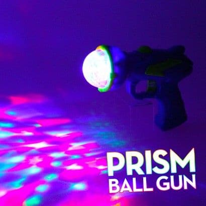 Flashing Prism Gun,Flashing Prism Gun Pull the trigger on the Flashing Prism Gun and watch as a kaleidoscope of colours projects onto surrounding surfaces! Flashing Prism Gun Features: Kaleidoscopic Effects: The end of the gun features a rotating multi-faceted disco ball illuminated by multi-coloured LEDs, creating incredible visual effects. Mesmerising Light Show: Perfect for parties, this gun provides a fun and engaging experience for kids who will love pulling the trigger to see the dazzling light displa