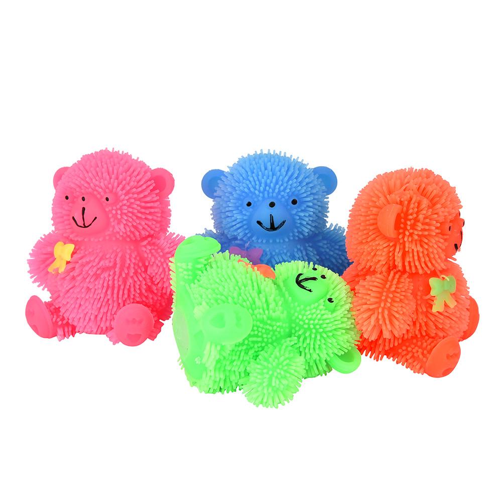 Flashing Puffer Bear,Our Flashing Puffer Bear is a delightful soft to touch animal styled ball.The Flashing Puffer Bear is ultra soft and extremely tactile its a fantastic tactile addition to your sensory toy collection.The Flashing Puffer Bear is a highly pliable toy. Flashing air-filled bear puffer toy which lights up when tapped Fun sensory, visual and tactile experience Ideal toy for those who like to fidget and fiddle, great for relieving stress and anxiety Helps to develop fine motor skills and hand-e