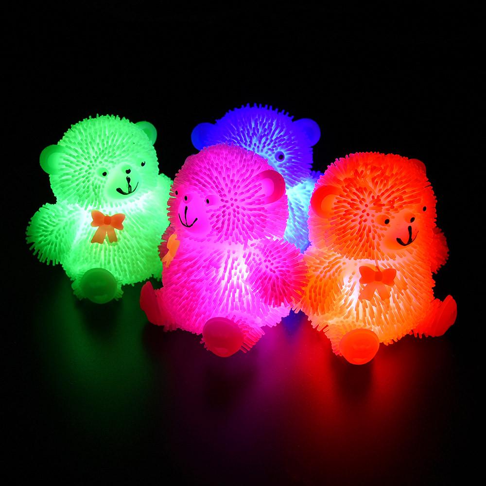 Flashing Puffer Bear,Our Flashing Puffer Bear is a delightful soft to touch animal styled ball.The Flashing Puffer Bear is ultra soft and extremely tactile its a fantastic tactile addition to your sensory toy collection.The Flashing Puffer Bear is a highly pliable toy. Flashing air-filled bear puffer toy which lights up when tapped Fun sensory, visual and tactile experience Ideal toy for those who like to fidget and fiddle, great for relieving stress and anxiety Helps to develop fine motor skills and hand-e