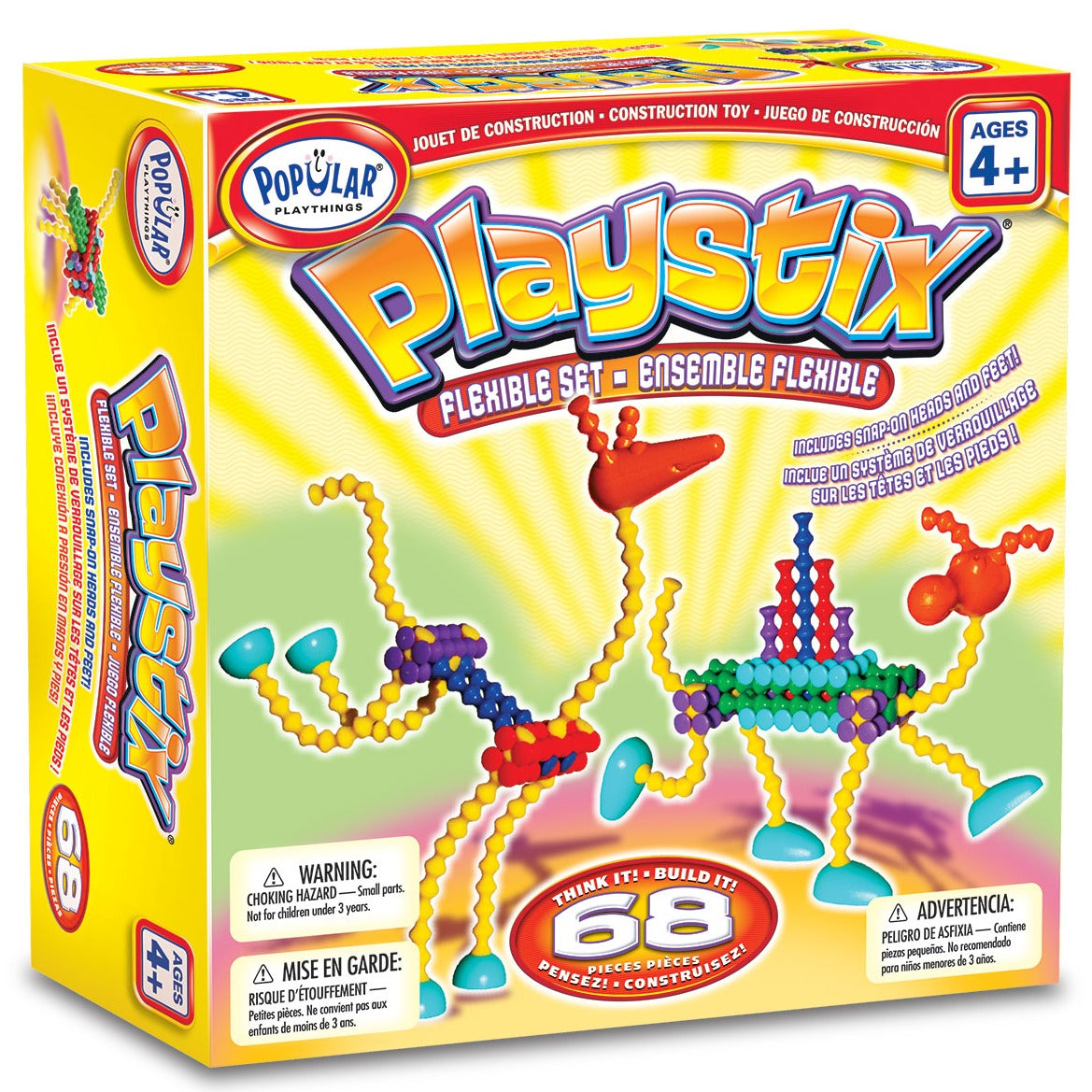 Flexible Playstix,Introducing Flexible Playstix, the innovative building toy that takes the classic Playstix experience to a whole new level! With these bendable and twistable building blocks, the creative possibilities are endless. This set includes 46 Rigid Playstix pieces in a variety of vibrant colors, including 14 light blue, 16 purple, 6 red, 6 dark blue, and 4 green pieces. In addition, there are 12 Flexible Playstix pieces in yellow, both short and long. The combination of rigid and flexible pieces 