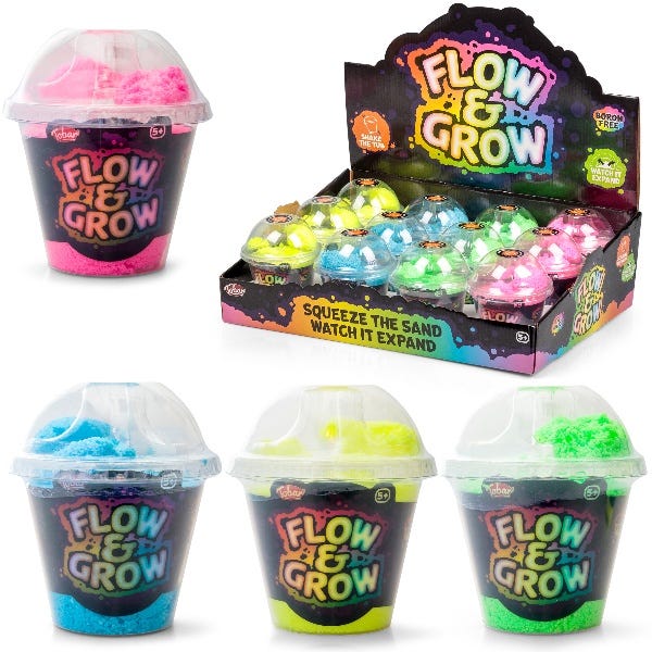 Flow And Grow Sand,The Flow and Grow Sand is a captivating sand-like putty that offers a unique sensory experience. This remarkable putty expands and seems to move on its own when shaken within its container. Unlike traditional putty, this product provides a dynamic interaction that fascinates and engages both children and adults alike. Key Features of Flow and Grow Sand: Expanding Action: Once shaken, the putty expands, creating a mesmerizing effect that appears as if the sand is growing and moving. Sand-L