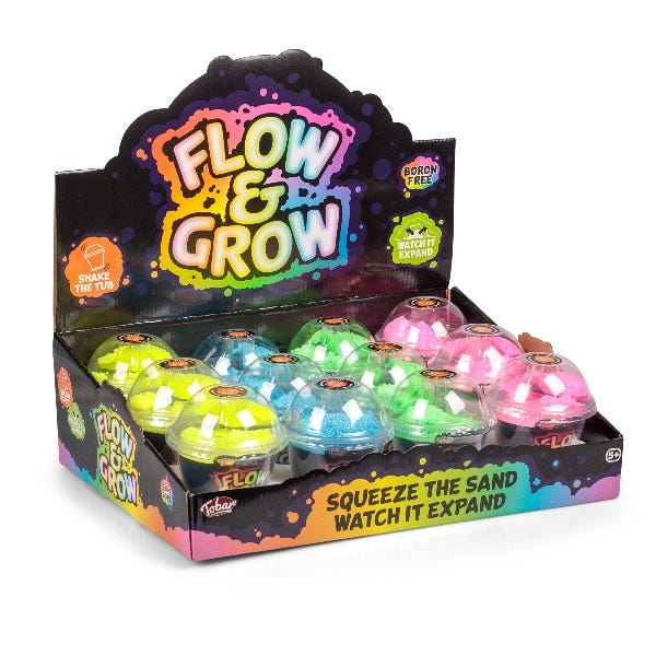 Flow And Grow Sand,The Flow and Grow Sand is a captivating sand-like putty that offers a unique sensory experience. This remarkable putty expands and seems to move on its own when shaken within its container. Unlike traditional putty, this product provides a dynamic interaction that fascinates and engages both children and adults alike. Key Features of Flow and Grow Sand: Expanding Action: Once shaken, the putty expands, creating a mesmerizing effect that appears as if the sand is growing and moving. Sand-L