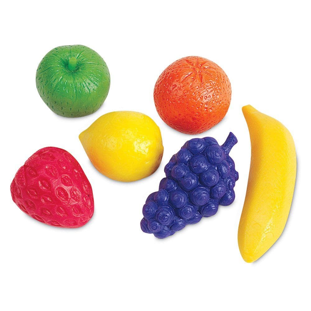 Fruity Fun Counters Set Of 108,Enhance early learning with the Fruity Fun™ Counters Set, perfect for young children developing counting and sorting skills. This set includes 108 soft rubber counters, featuring six different fruits in six vibrant colours, all stored in a convenient storage bucket for easy clean-up and organization. The tactile nature of these fruit counters makes them ideal for a variety of educational activities. They can be used as markers in number trays, aiding in numerical recognition a