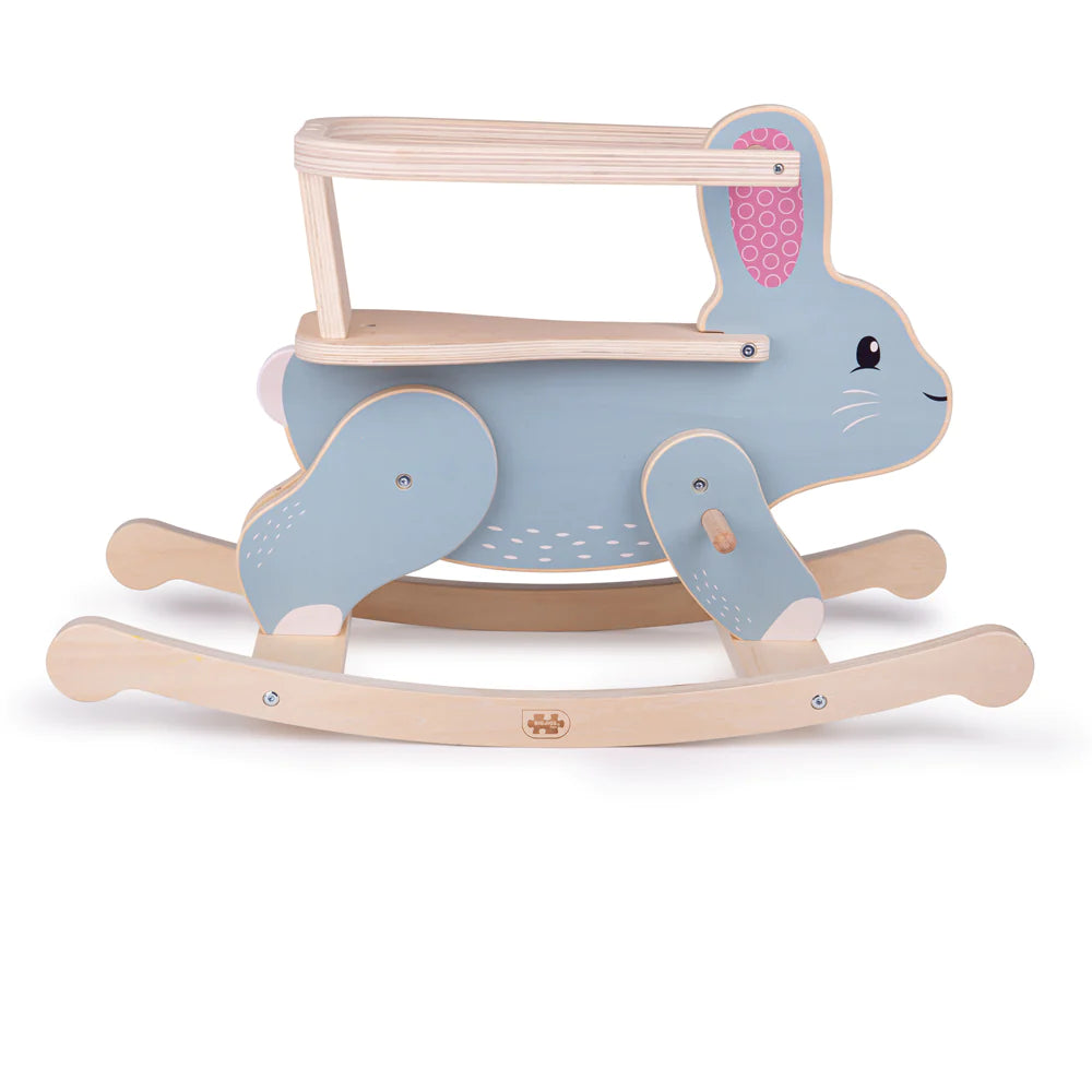 Fsc 100% Rocking Rabbit,Discover the charming Rabbit Rocking Toy, a contemporary styled ride-on perfect for toddlers. Crafted from sustainable, 100% FSC® Certified wood, this rocking toy is designed with little ones' safety and enjoyment in mind. Its adjustable safety guard adapts to your growing child, ensuring their comfort as they develop balance, coordination, and strength. Ideal for children aged 18 months and above, this Rabbit Rocking Toy is not only fun but also supports early developmental mileston