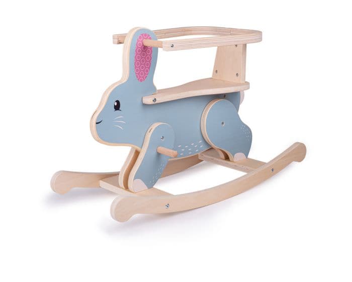 Fsc 100% Rocking Rabbit,Discover the charming Rabbit Rocking Toy, a contemporary styled ride-on perfect for toddlers. Crafted from sustainable, 100% FSC® Certified wood, this rocking toy is designed with little ones' safety and enjoyment in mind. Its adjustable safety guard adapts to your growing child, ensuring their comfort as they develop balance, coordination, and strength. Ideal for children aged 18 months and above, this Rabbit Rocking Toy is not only fun but also supports early developmental mileston