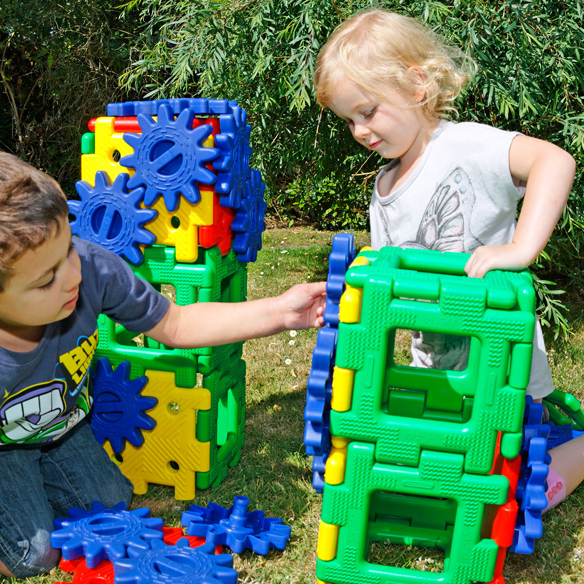 Giant Polydron Gears,Get ready to gear up for a construction adventure with the Giant Polydron Gears! This bumper construction set is specifically designed for nurseries, early years, kindergartens, and reception classes, making it a must-have addition to any early learning or special needs environment.Building structures has never been easier as children assemble the easy-to-use squares and triangles included in this set. But the real excitement begins when the gears are added. Simply push them into place,