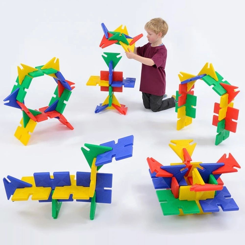 Giant Polyplay 72 Pieces,Expand the boundaries of imaginative play with the Giant PolyPlay 72 Piece set, an expansive educational tool designed for budding architects and curious minds. This versatile set is perfect for use both indoors and outdoors, offering the flexibility to build a wide diversity of large, geometrically complex models as well as simpler, everyday shapes. The Giant PolyPlay set is ideal for nurseries and primary schools, encouraging children to explore spatial awareness, geometry, and cr