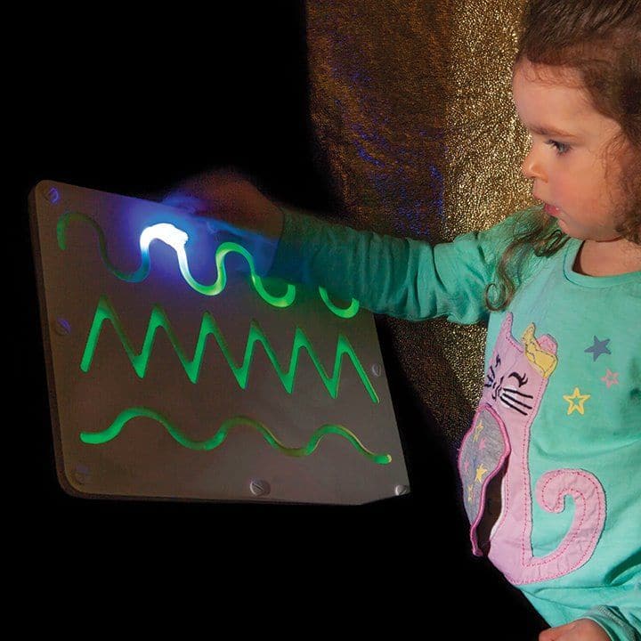 Glo Board Hills Valley & River,Embark on a sensory journey with the Glo Board Hills Valley & River, a magical educational tool that combines visual intrigue with tactile interaction. This board is crafted from a polymer-based material embedded with glow crystals, creating an enchanting effect that captures the imagination of children while supporting key developmental skills. Perfect for sensory play, the Glo Board Hills Valley & River offers a unique feature: use the included UV Glo pen to follow the shape