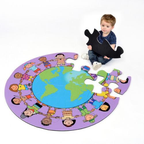 Global Jumbo Puzzle,The Global Jumbo Puzzle have been crafted to assist children in developing essential skills while igniting their imagination. Featuring a Global Pals print, this jigsaw encourages discussions on various topics such as countries, culture, friendship, and the environment. Made from durable Polyester Felt, Jumbo puzzles are resilient and ideal for continuous use in any play setting. Key Features of the Global Jumbo Puzzle: Global Friends Print: The jigsaw showcases a Global Pals print, spar