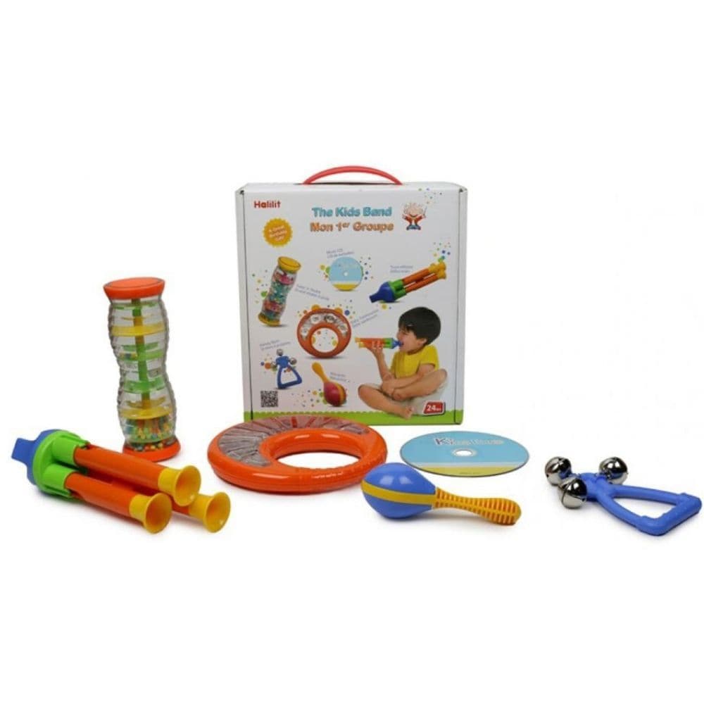 Halilit The Kids Band Gift Set,Halilit The Kids Band Gift Set Start your own band with this fantastic 6-piece Halilit The Kids Band Gift Set. This delightful assortment of rattles and shakers will help young children create their own musical masterpieces. With a range of instruments and a play-along music CD, this set is perfect for introducing children to the magical world of music and rhythm. Key Features: Variety of Instruments: Includes a Jingle Bell, Giant Train Whistle, Baby Tambourine, Twist and Shak